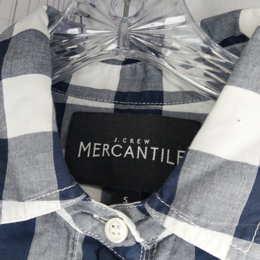 J.Crew Mercantile Gingham Plaid Popover Preppy Business Casual Short Sleeve Top - Picture 4 of 8